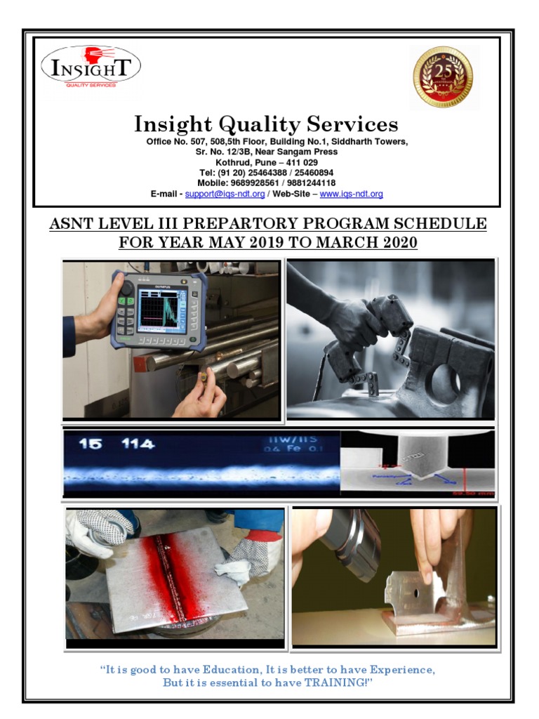 ASNT Level III Schedule PDF Test (Assessment) Educational Technology