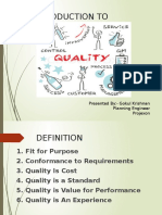 Introduction To Quality: Presented By:-Gokul Krishnan Planning Engineer Projexon