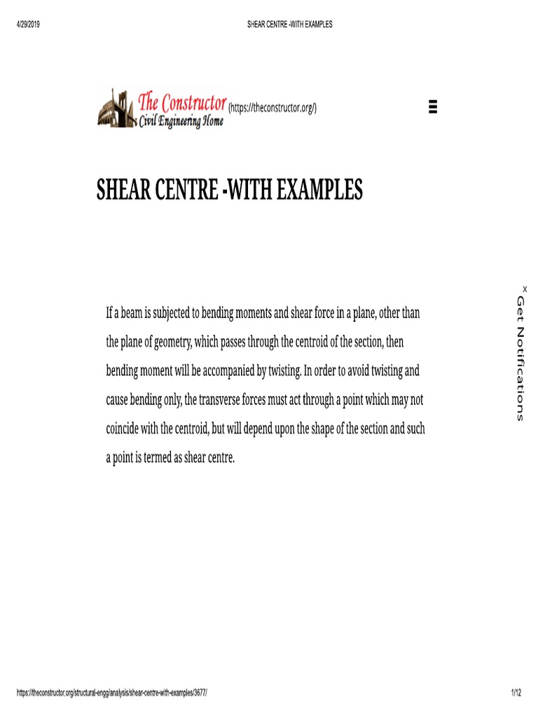 Shear Centre With Examples PDF Chess