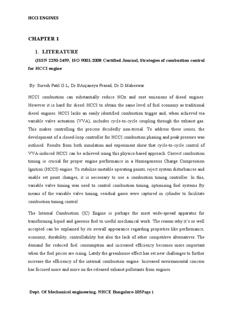 HCCI Engines: Combustion Control Strategies | PDF | Internal Combustion ...