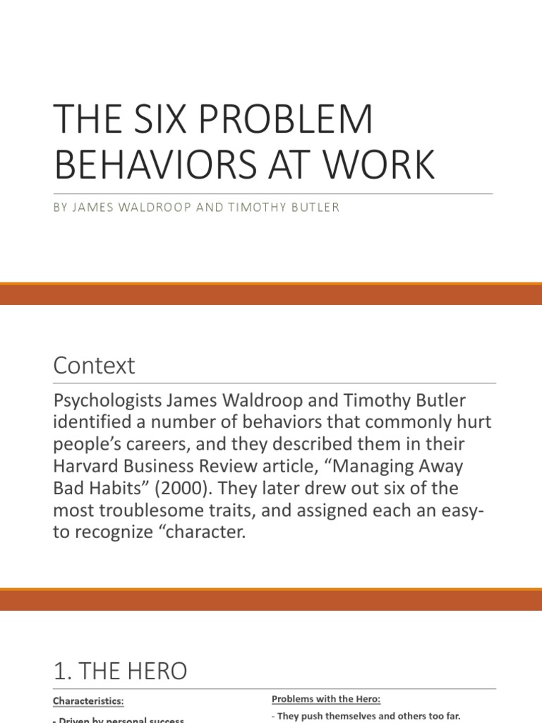 Six Problem Behaviors at Work | PDF | Applied Psychology | Cognitive ...
