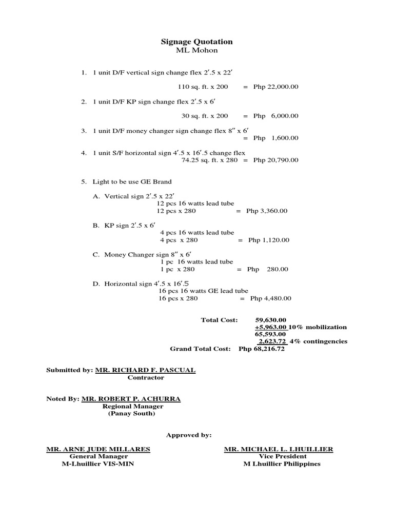 Signage Quotation PDF