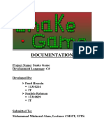 Documentation: Project Name: Snake Game Development Language: C#
