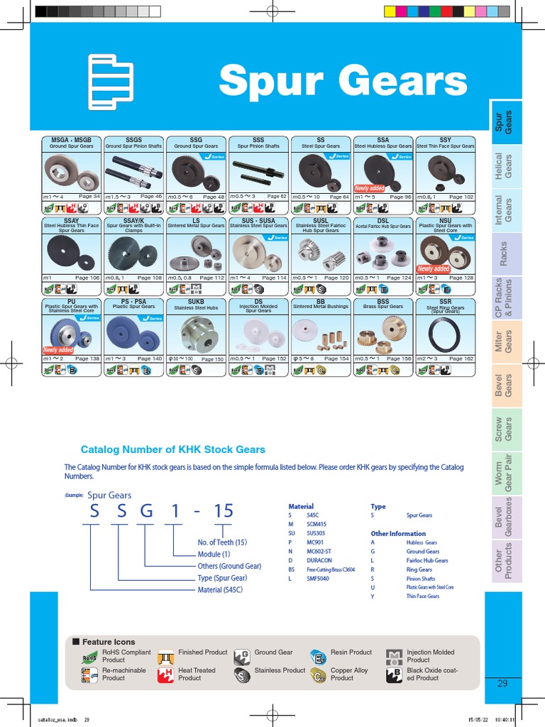 Spur Gears Catalog Number of KHK Stock Gears PDF Gear