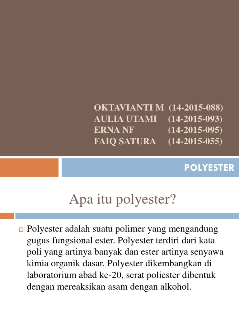 Polimer Yang Dibentuk Dari Penggabungan Monomer Asam Dan Alkohol