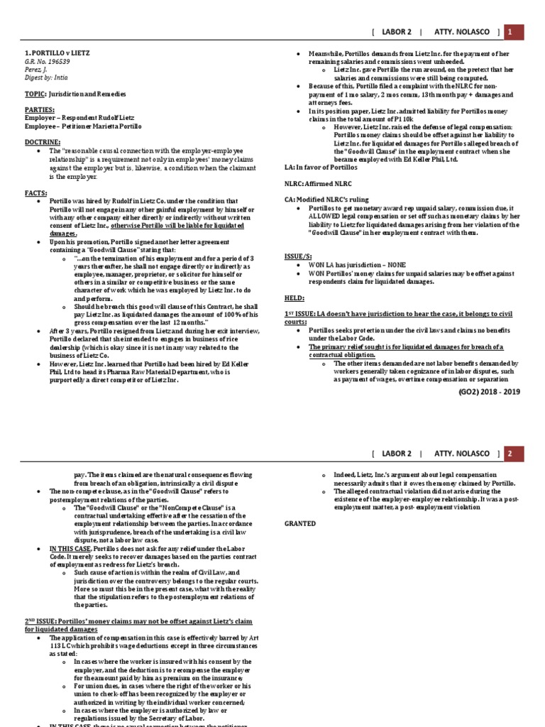 01 Portillo V Lietz | PDF | Damages | Liquidated Damages