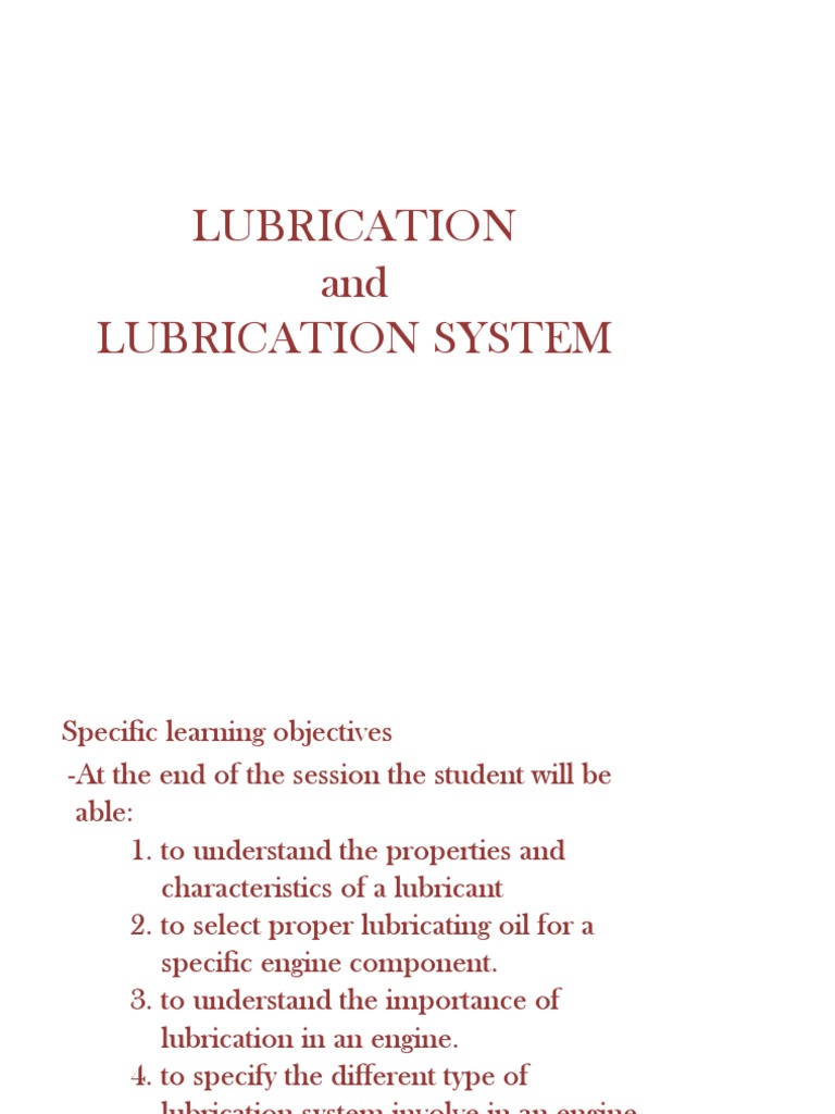 Lubrication and Lubrication System PDF Lubricant Petroleum