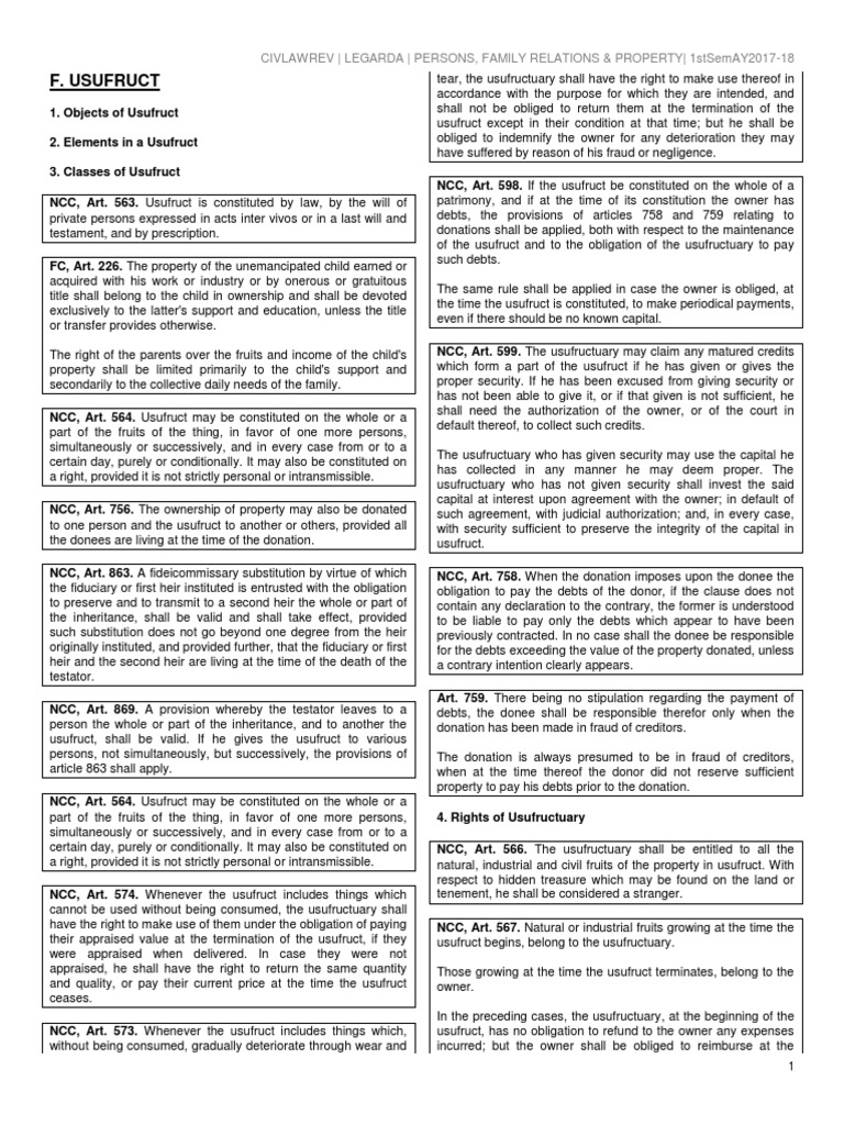 Understanding Usufruct in Civil Law | PDF | Easement | Ownership