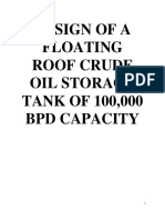 Design of A Floating Roof Crude Oil Storage TANK OF 100,000 BPD Capacity