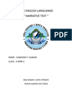 Task English Languange " Narrative Text ": Name: Sumaiyah T. Albaar Class: X Mipa 3