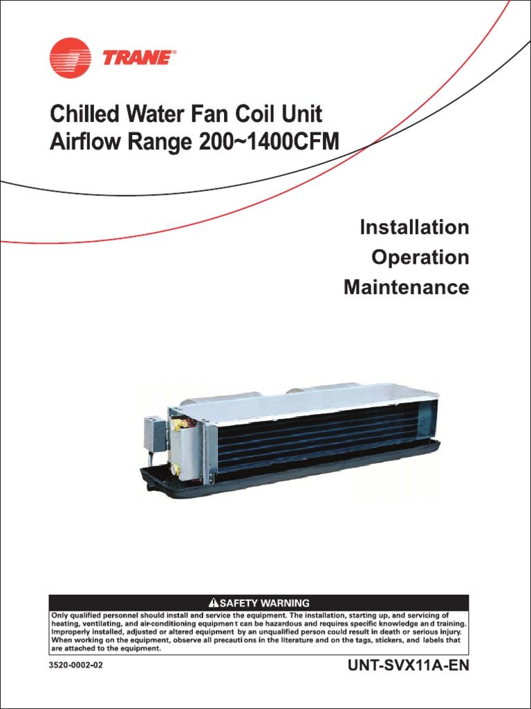 HFCF IOM (inglés) fan coil unit TRANE installation maintanence operations