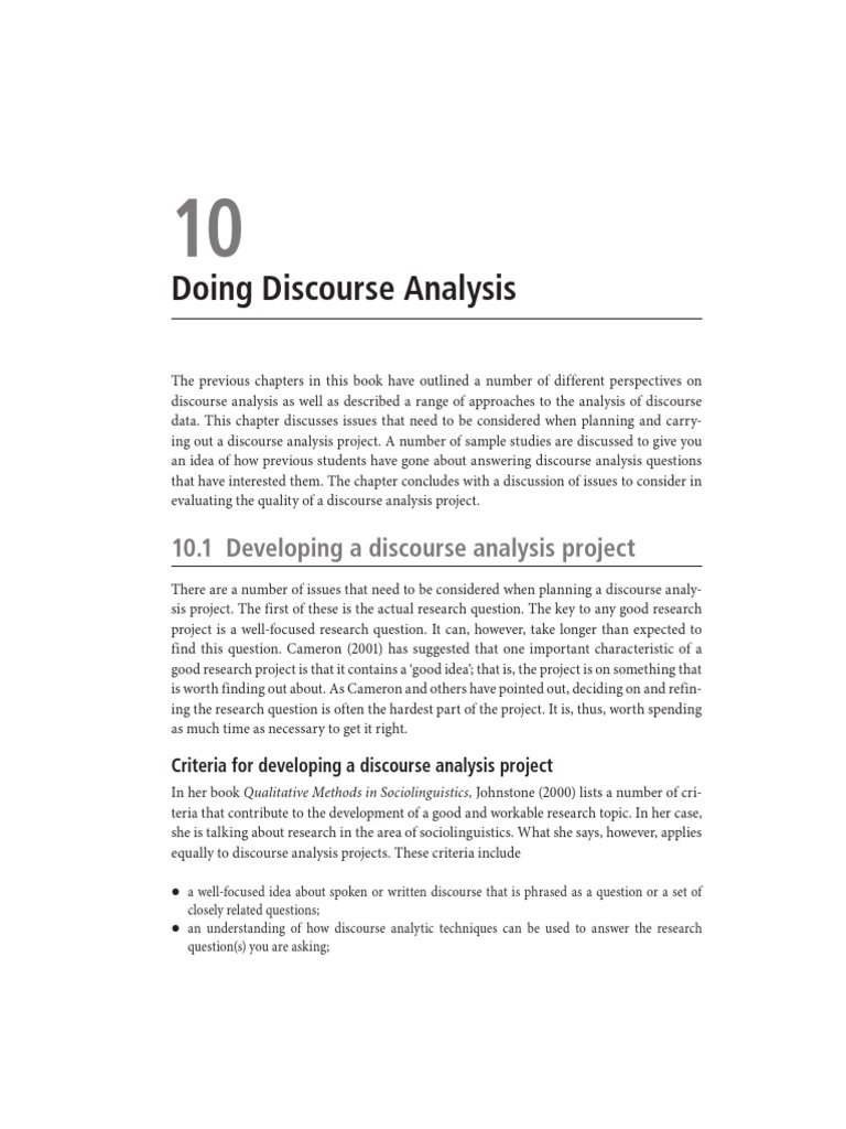 Planning a Discourse Analysis Project | PDF | Data Analysis ...