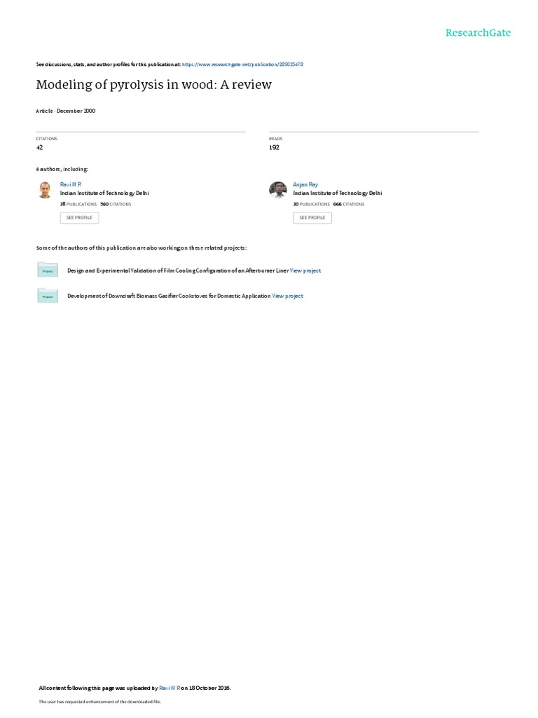 Pyrolysis Review Sanjiv PDF PDF Heat Transfer Thermal Conductivity