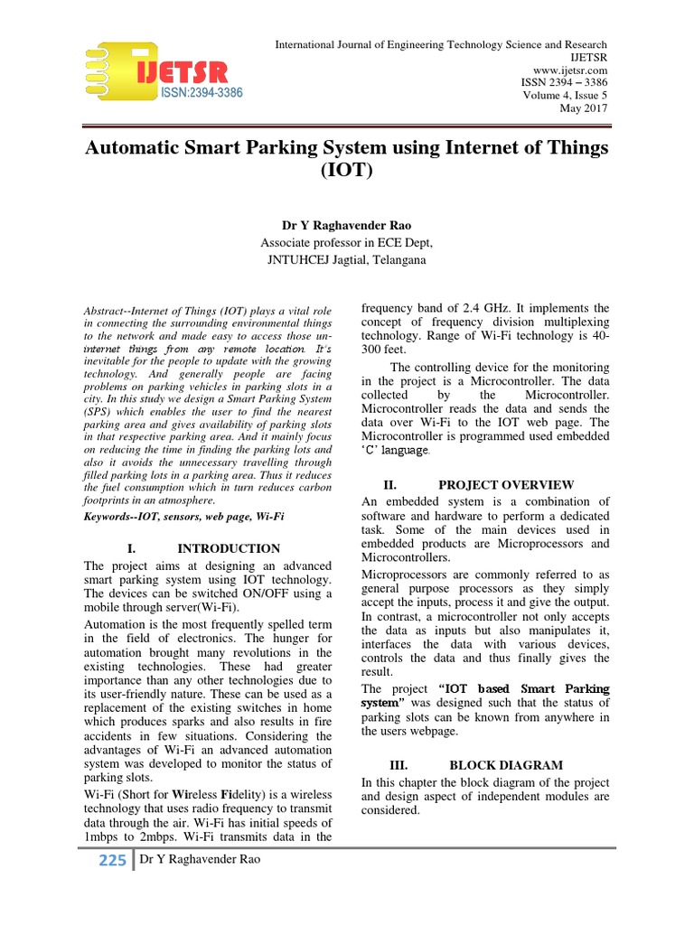IoT-Based Smart Parking System Design | PDF | Internet Of Things ...
