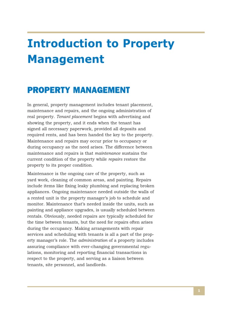 Property Management Overview | PDF | Property Management | Condominium