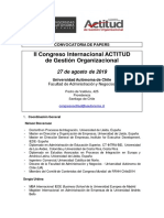Convocatoria Papers - II Congreso Internacional ACTITUD de Gestión Organizacional 2019 - Univ. Autónoma de Chile  - 27 de Agosto