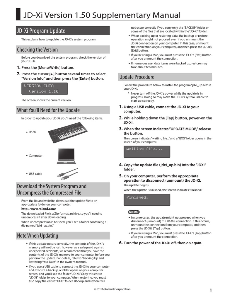 JD-Xi Supplement Guide | PDF | Backup | Computer File
