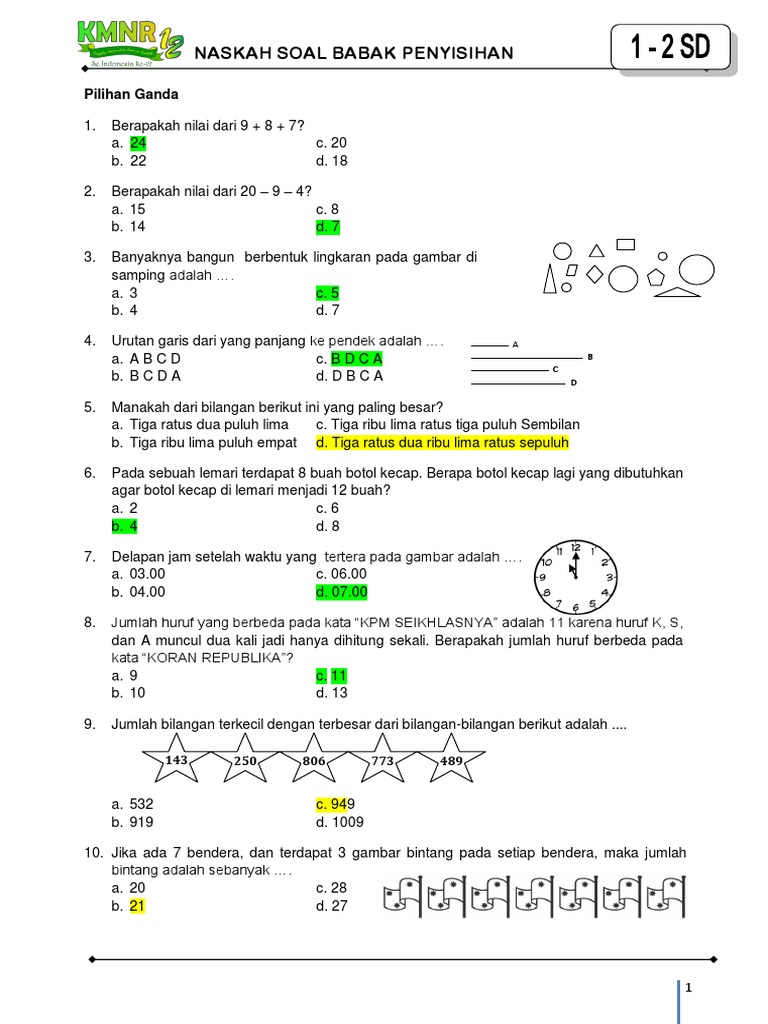 Soal Kmnr 1 2