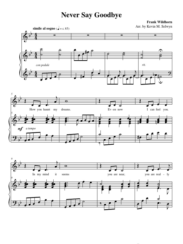 Never Say Goodbye (Tale of Two Cities Sheet Music) | PDF