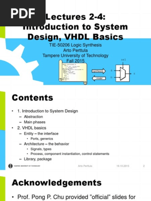 Lecture 2 4 Vhdl Basics Pdf Pdf Vhdl Hardware Description Language