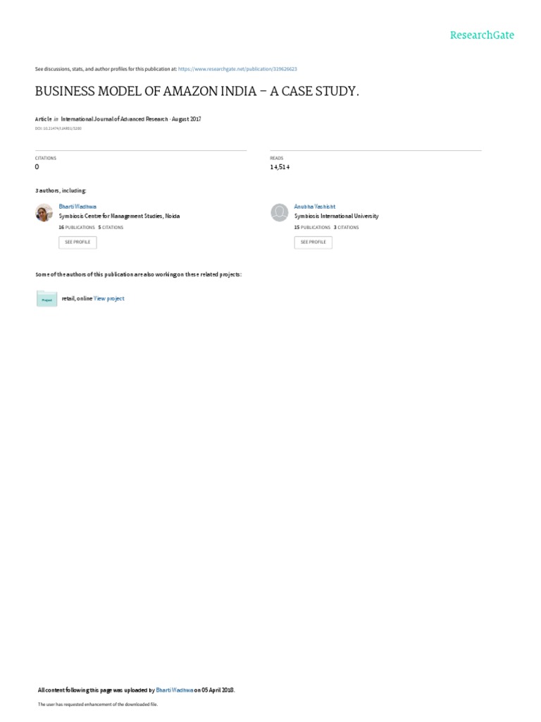 Business Model of Amazon India - A Case Study | PDF | E Commerce ...