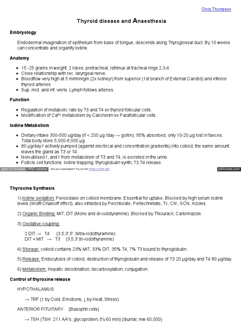 Thyroid Disease and Anesthesia Overview | PDF | Thyroid | Thyroid ...