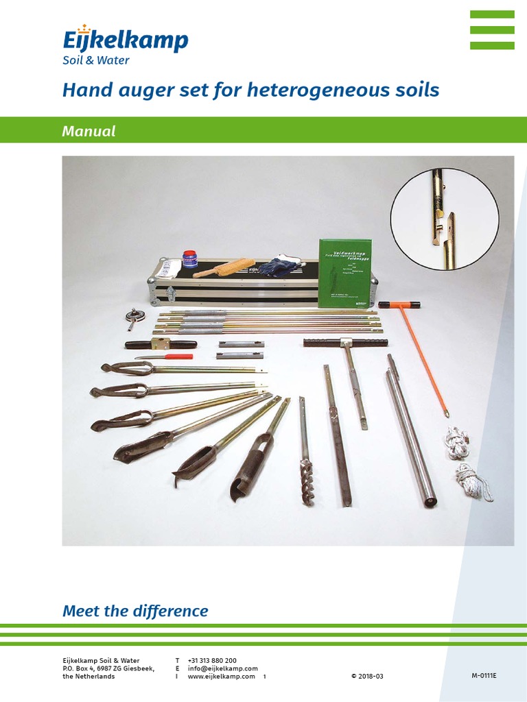 Hand Auger Set For Heterogeneous Soils Manual PDF Soil Rust