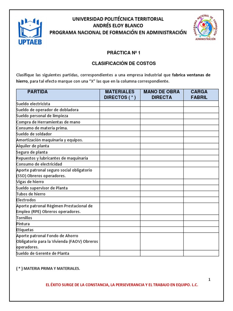 Clasificación de Costos en Empresas Industriales | PDF | Salario ...