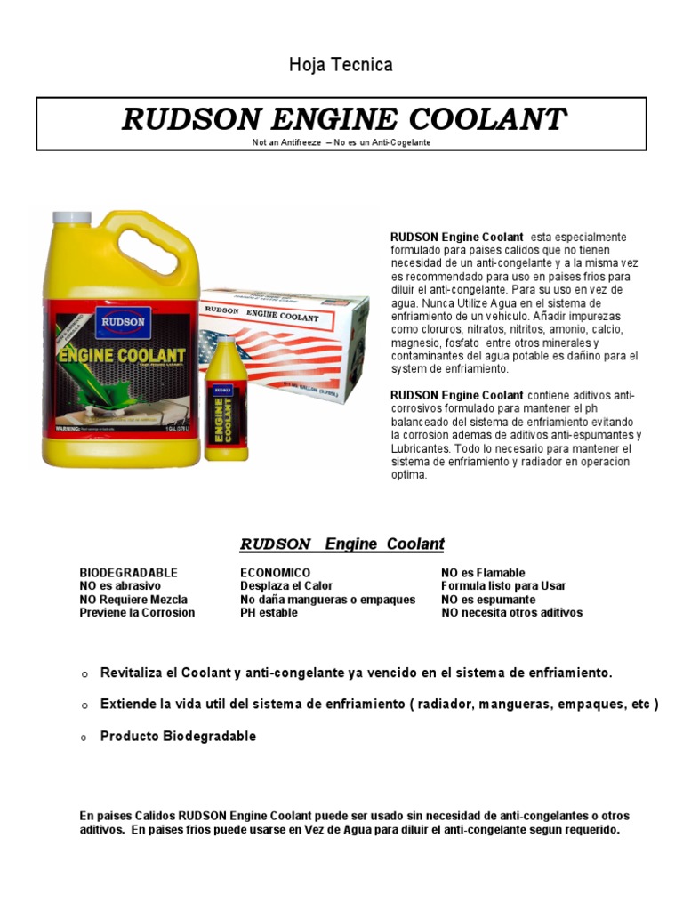 Coolant Tech Sheet SPANISH PDF Compuestos químicos Elementos