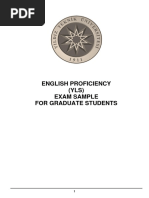 English Proficiency Exam (YLS) For Graduate Students - Sample 1