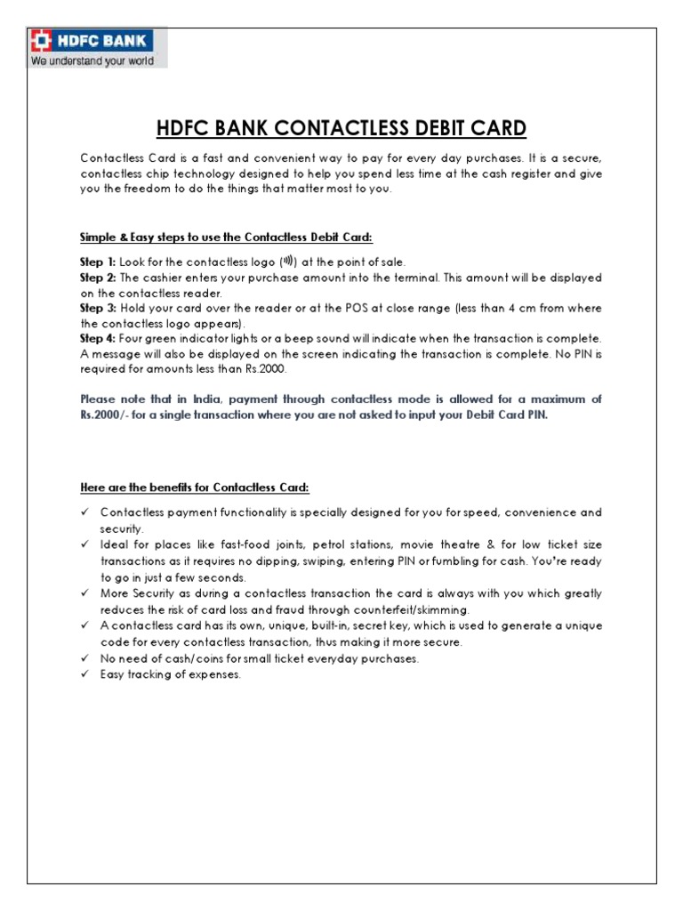 Contactless Debit Card PDF | PDF | Debit Card | Financial Transaction
