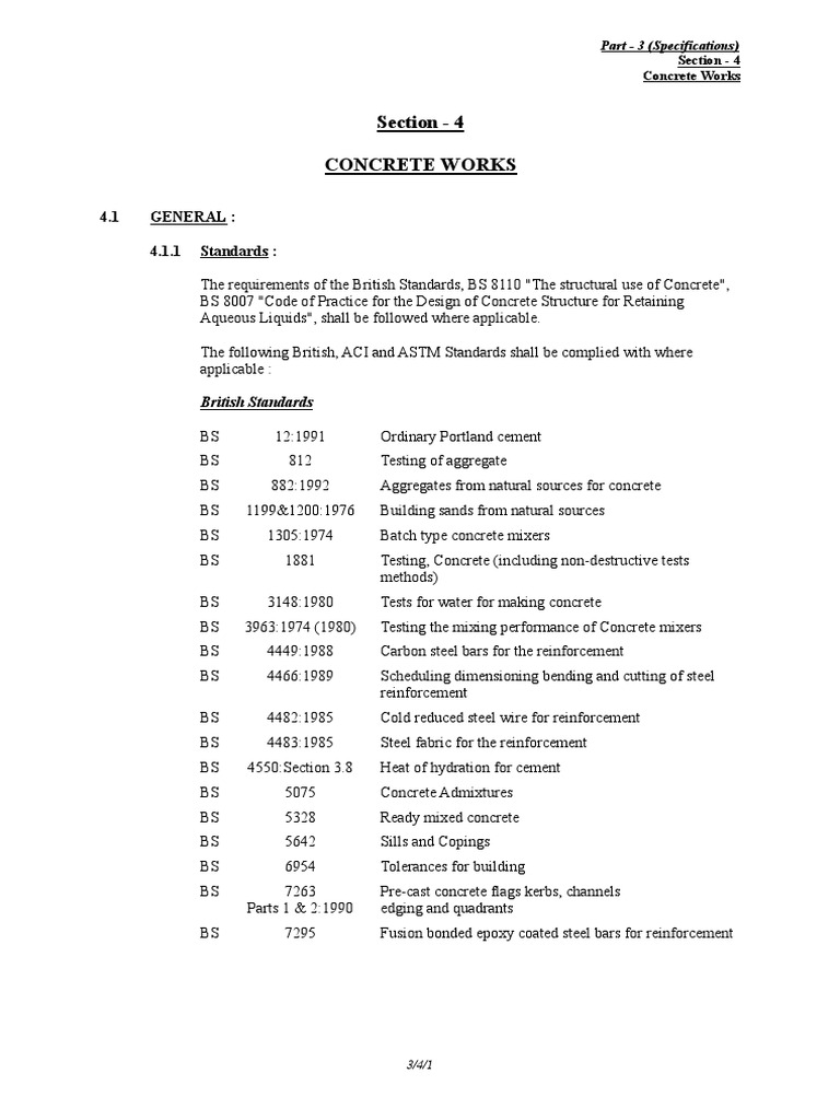 Section 04 Concrete Works | PDF | Construction Aggregate | Concrete