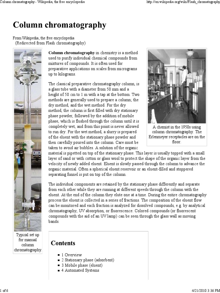 Column Chromatography PDF PDF Chromatography Chemical Process
