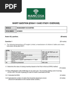 Management Accounting - Short Essay Question