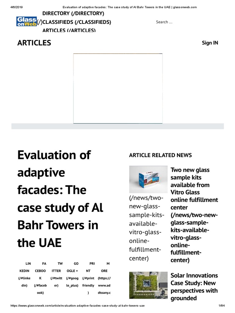 Evaluation Of Adaptive Facades The Case Study Of Al Bahr Towers In The Uae Glassonweb Com Case Study Design