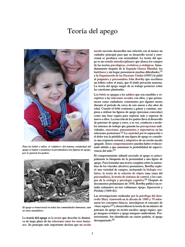 Teoría Del Apego | PDF | Teoría de apego | Adultos