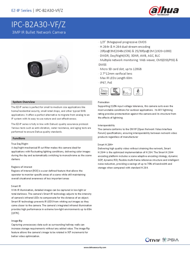 Ipc B2a30p Z | PDF | Infrared | Lighting