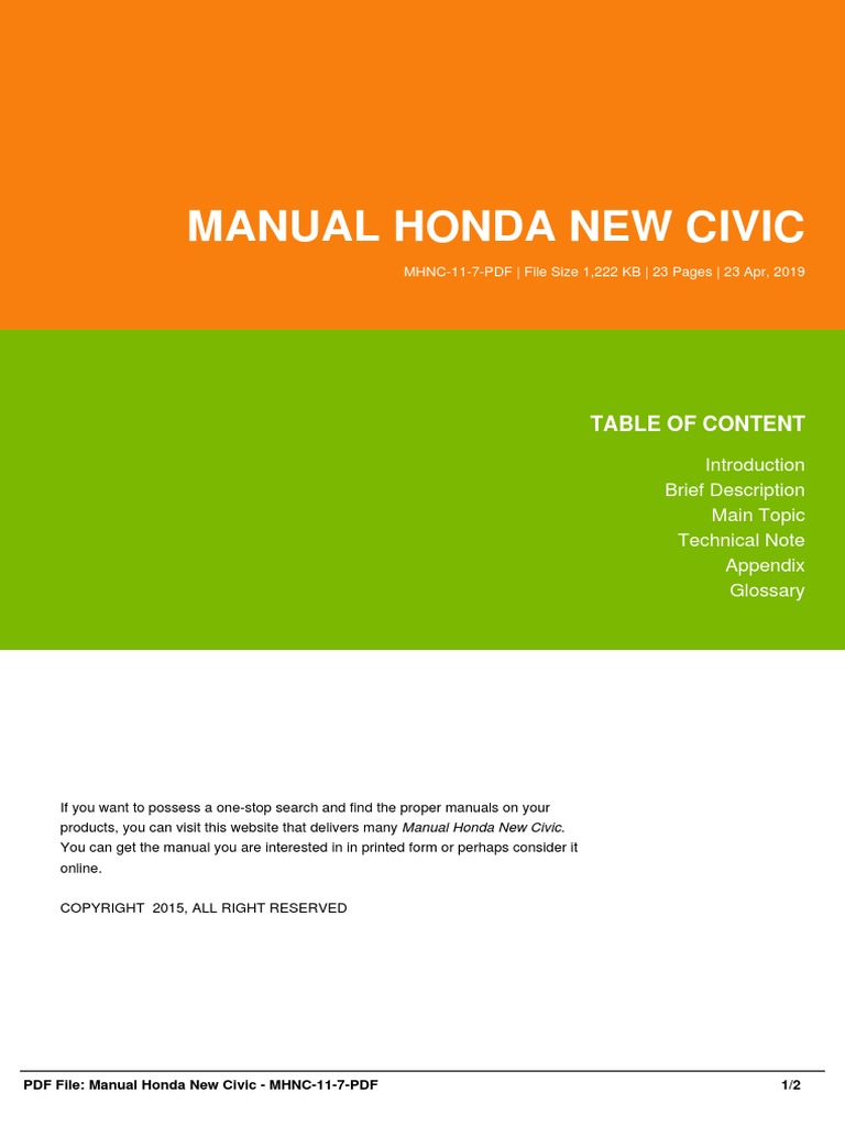 Manual Honda New Civic PDF E Books Intellectual Works