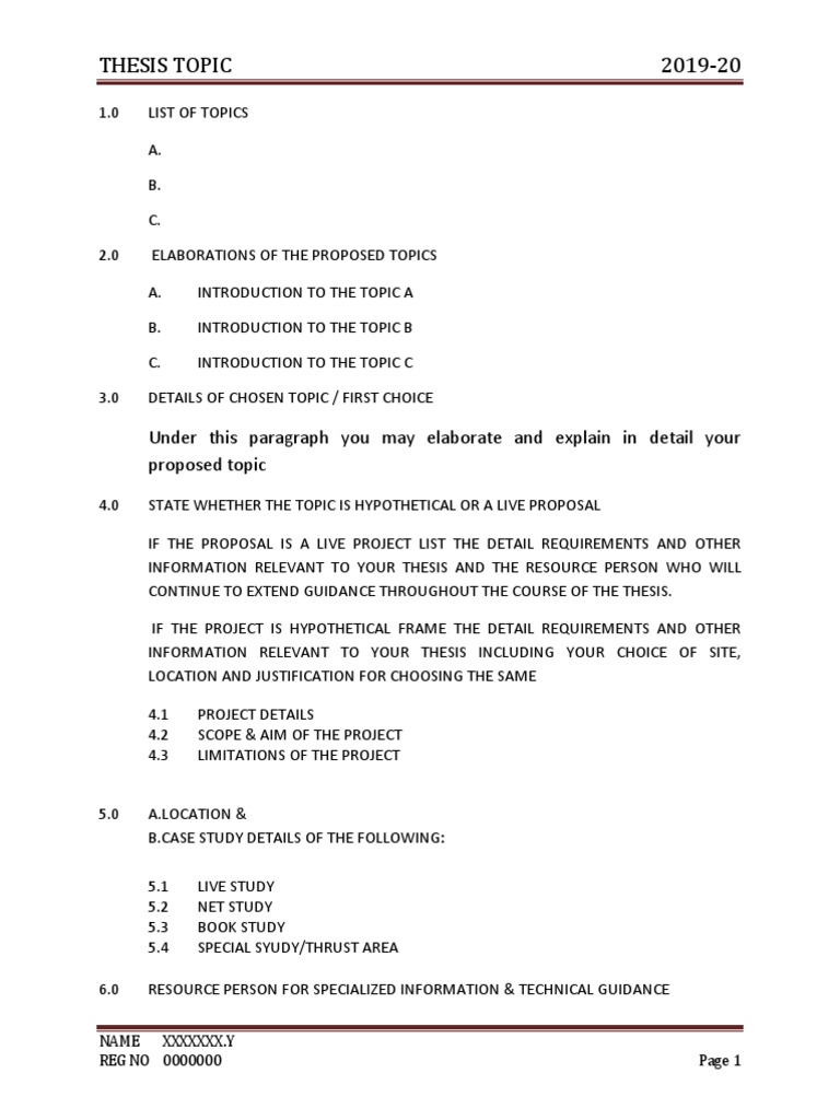 Thesis Topic 2019-20: Under This Paragraph You May Elaborate and ...
