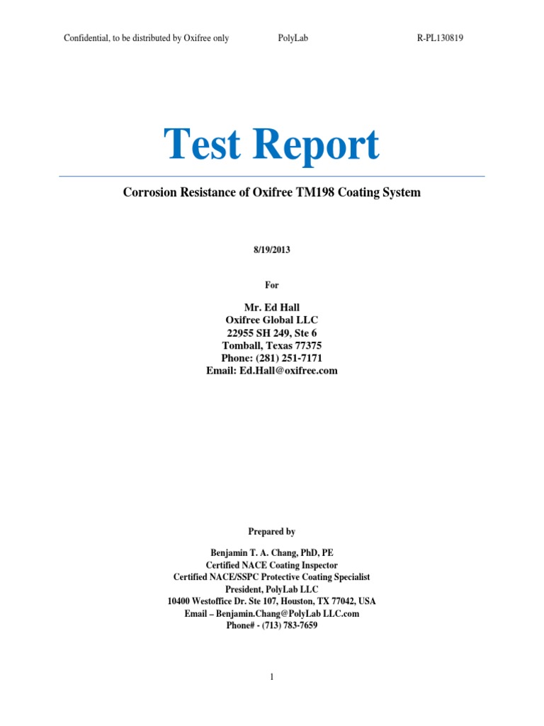 Corrosion Resistance of Oxifree TM198 | PDF | Procedural Knowledge ...