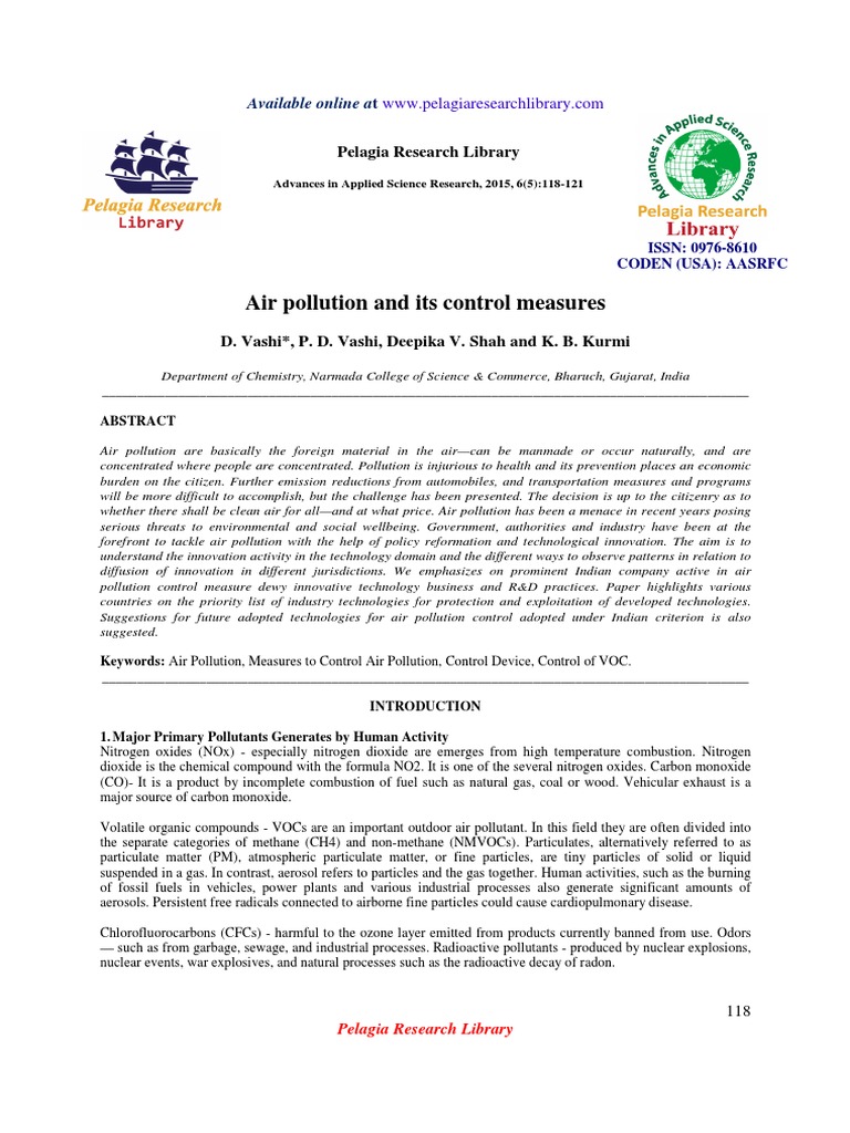 Air Pollution and Its Control Measures | PDF | Particulates | N Ox