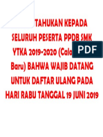 Diberitahukan Kepada Seluruh Peserta PPDB SMK Ytka 2019