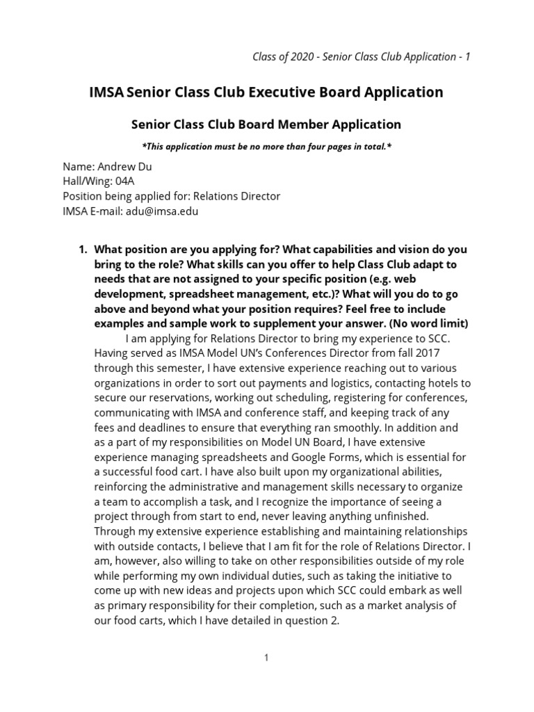 Senior Class Club Application 2020 | PDF | Market Analysis | Sales