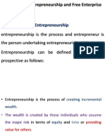 Definition of Entrepreneurship: Chapter One-Entrepreneurship and Free Enterprise
