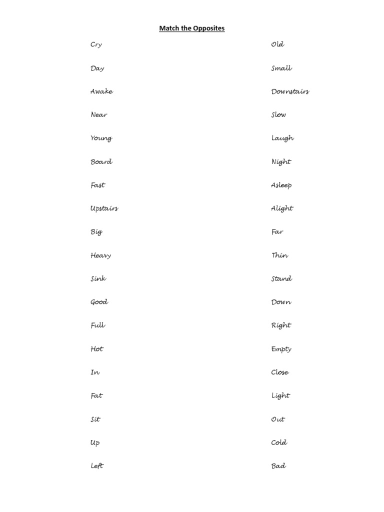 Art Themes: Opposites List | PDF