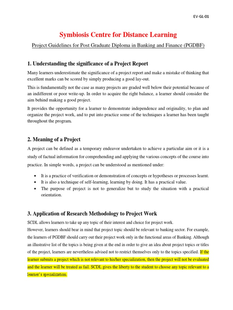 SCDL Project Guideline | PDF | Banks | Economies