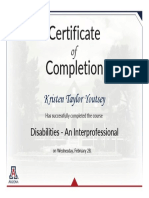 Module Completion Disabilities - An Interprofessional Exercise 2018 Youtsey