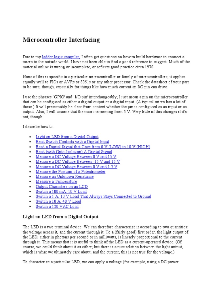 Micro Controller Interfacing | PDF