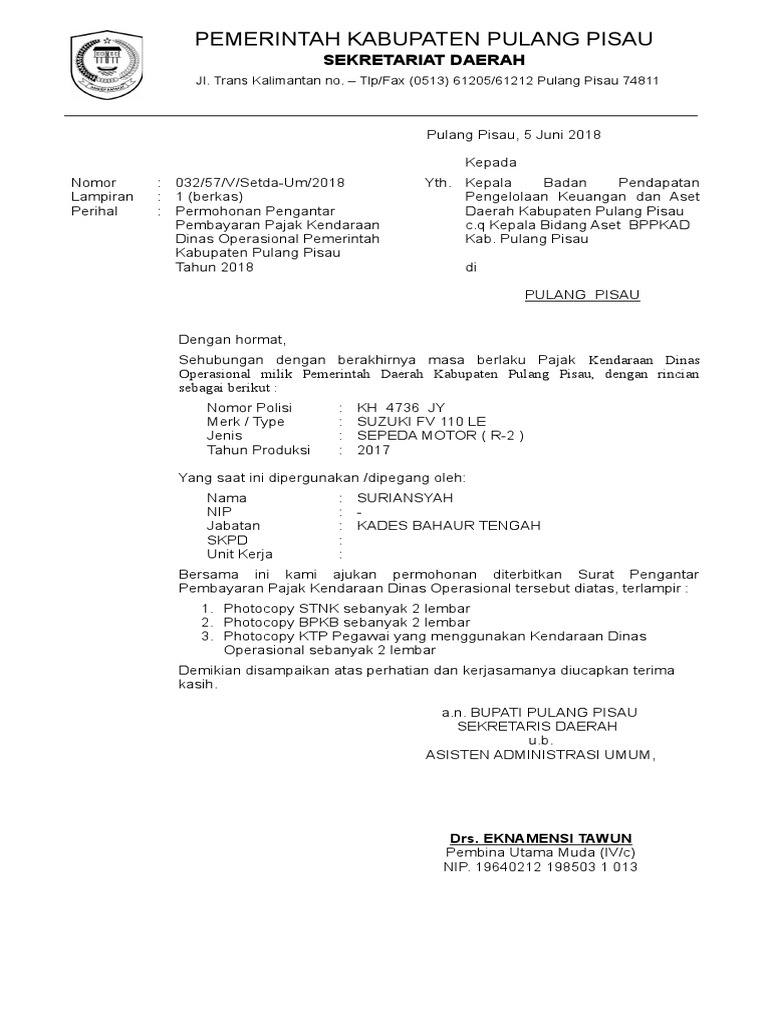 Surat Pengantar Pajak Kendaraan Skpd