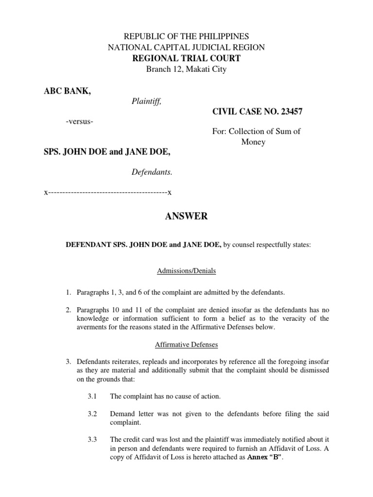 Regional Trial Court: Republic of The Philippines National Capital ...